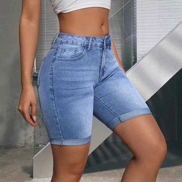 Stretchy Light Blue Denim Shorts