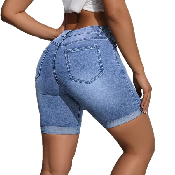 Stretchy Light Blue Denim Shorts