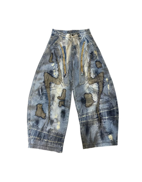 Abstract Pattern Tie-Dye Jeans