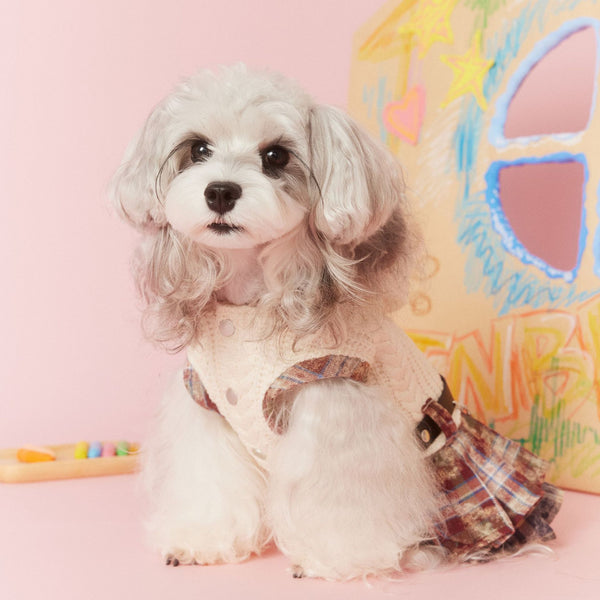 Sleeveless Maillard Plaid Patchwork Dress