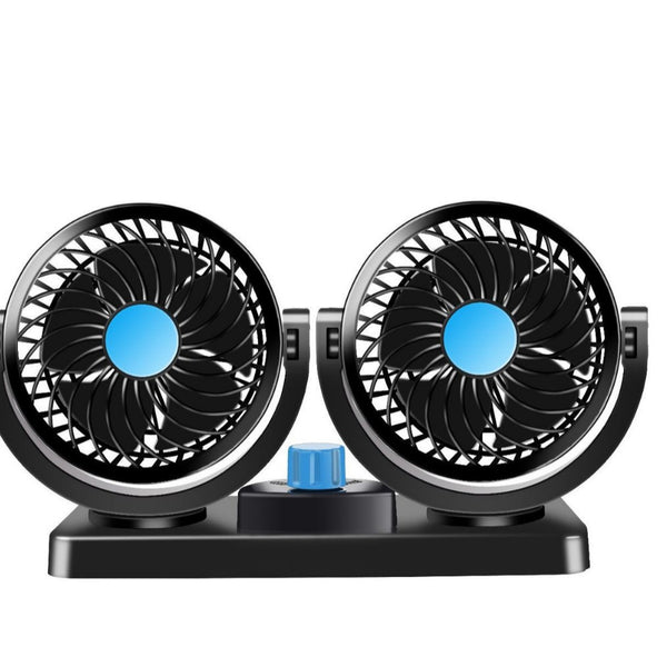 Dual Head Car Fan with USB and Cigarette Lighter Plug