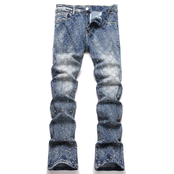 Plaid beaded jeans