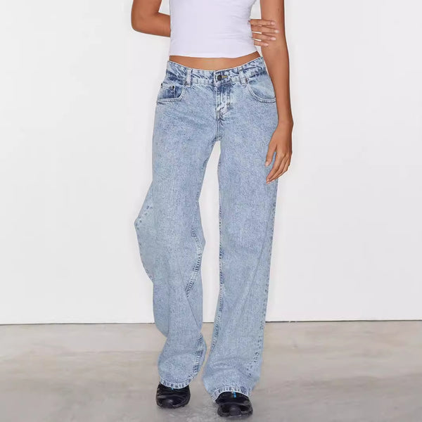 Straight Leg Washed Jeans