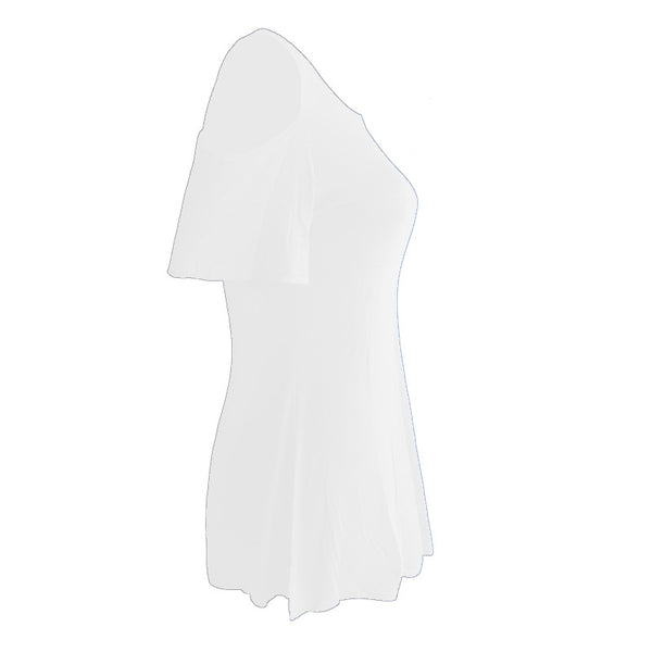 Crewneck Short-Sleeved Shoulderless Shirts