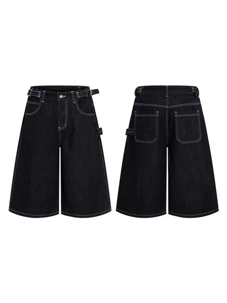 Adjustable Waist Vintage Denim Cropped Pants