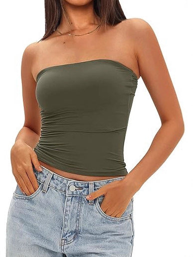 Womens Strapless Slim Fit Tube Top