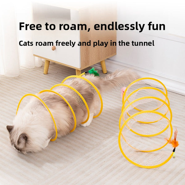 Cat Tunnel Toy with Teaser Stick