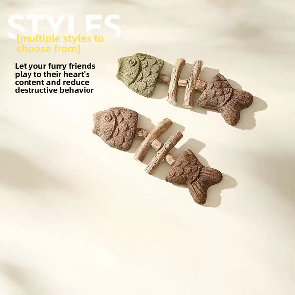 Catnip Fish Bone Chew Toy for Dental Play