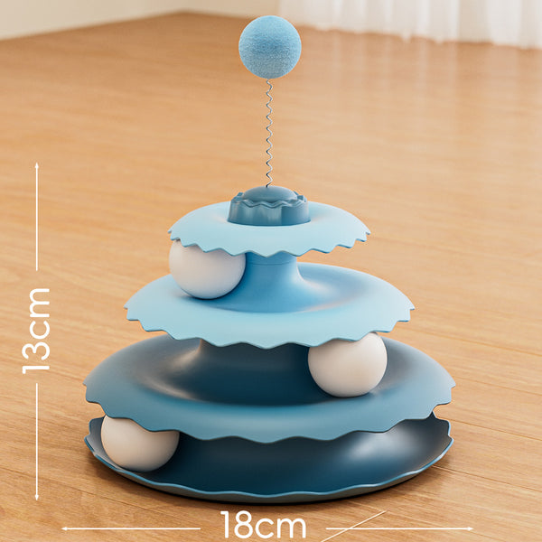 Three-layer Turntable Cat Toy with Balls
