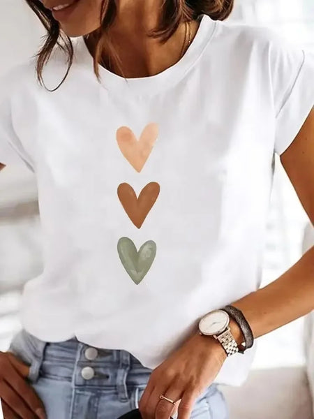 Womens Heart and Cross Cotton T-Shirt