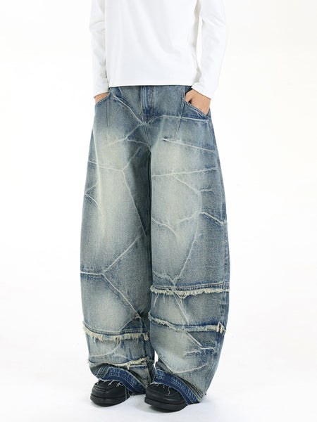 Vintage Wide Leg Denim Trousers