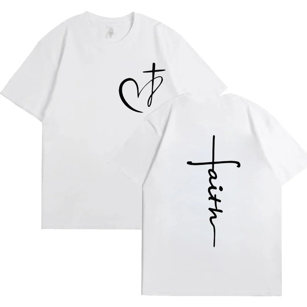 Womens Heart and Cross Cotton T-Shirt