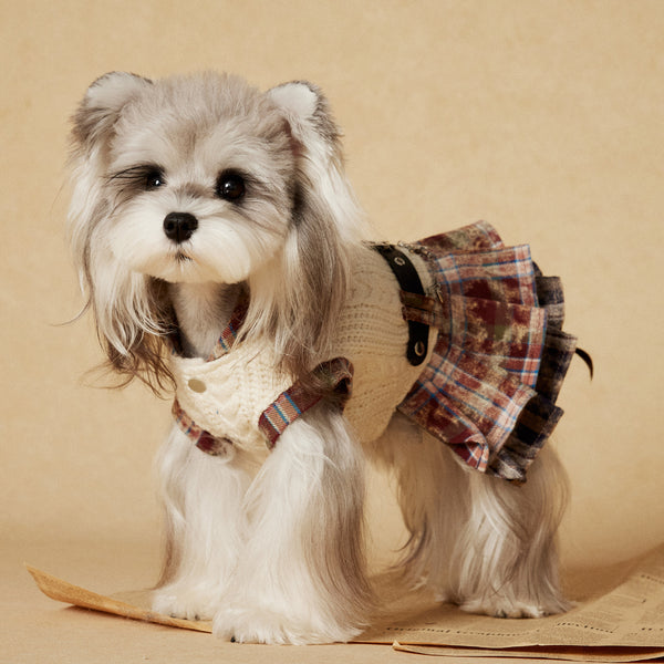 Sleeveless Maillard Plaid Patchwork Dress
