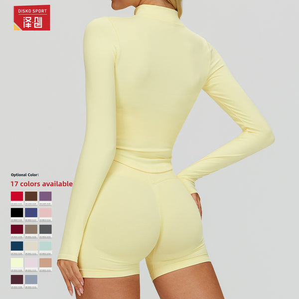 Womens Stand Collar Zipper Long Sleeve Yoga Coat