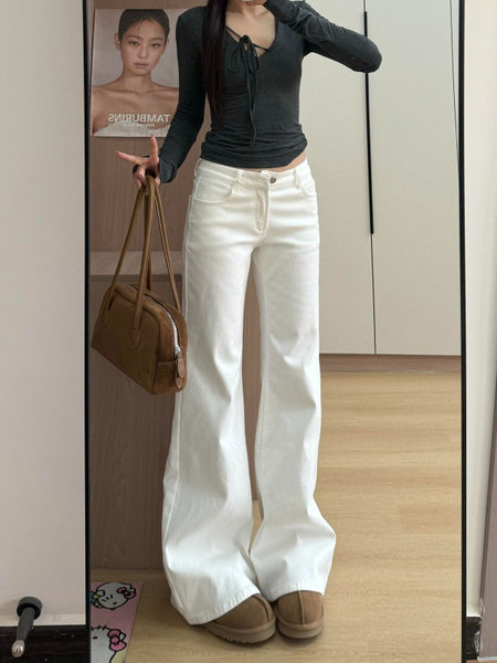 White Stretchy Flared Denim jeans