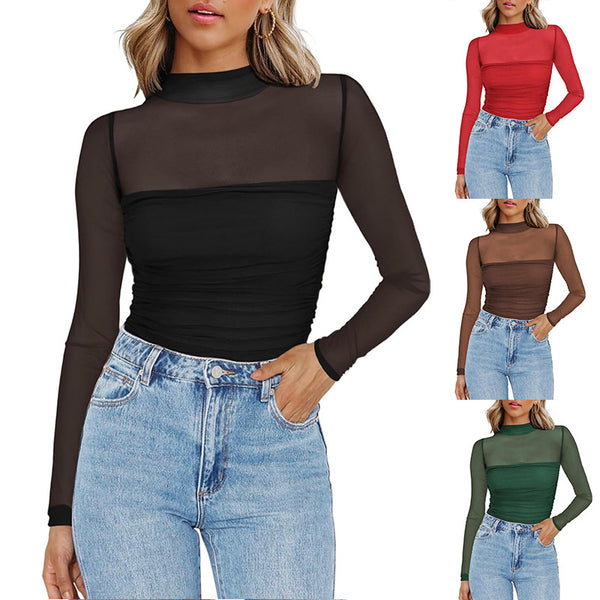 Round-Neck Sheer Top