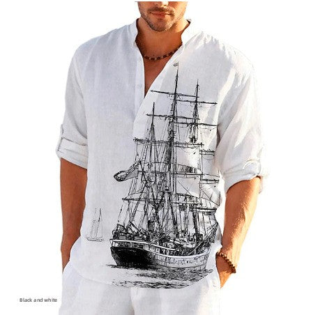 Stylish Printed Stand Collar Shirt