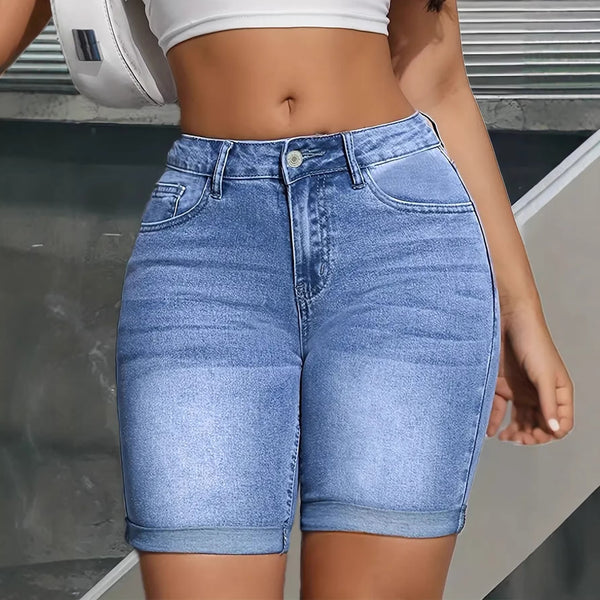 Stretchy Light Blue Denim Shorts