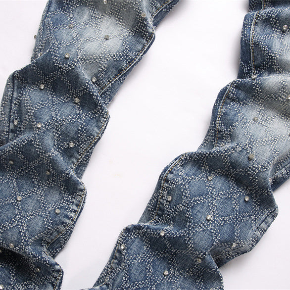 Plaid beaded jeans