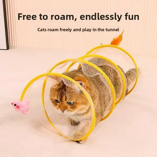 Cat Tunnel Toy with Teaser Stick