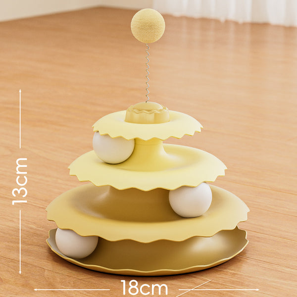 Three-layer Turntable Cat Toy with Balls