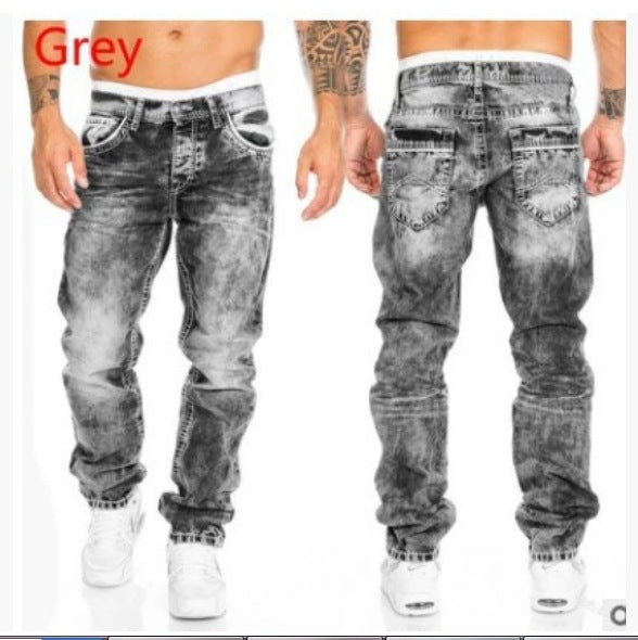 Mens Casual Straight Leg Denim Pants