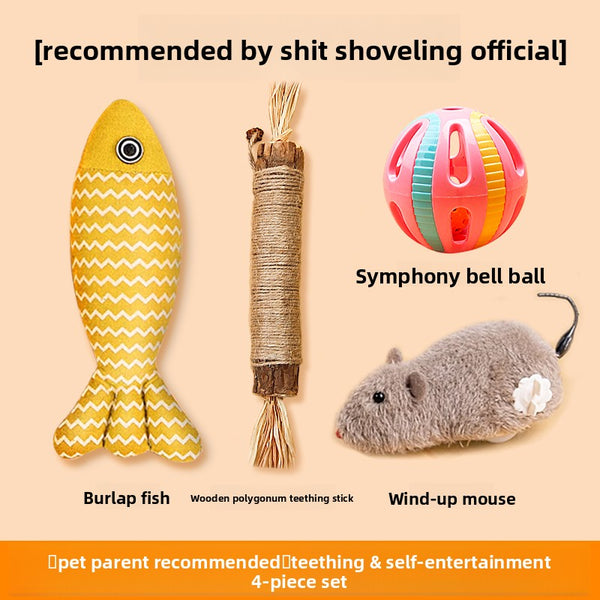 Wind-Up Cat Toy with Moving Mice
