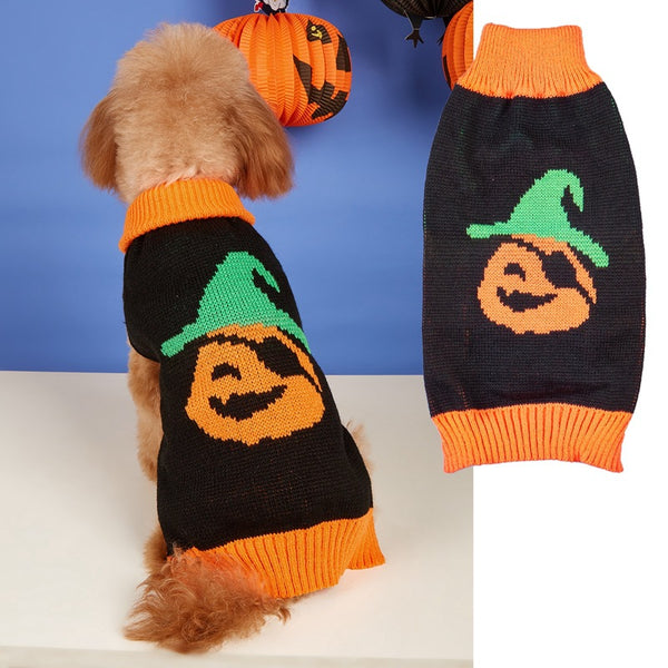 Halloween Pumpkin Knitted Sweater for Dogs