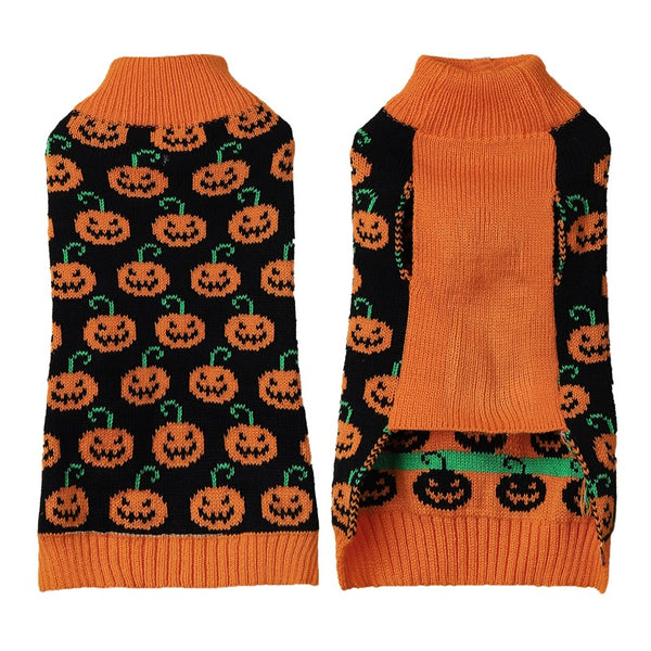 Halloween Pumpkin Knitted Sweater for Dogs