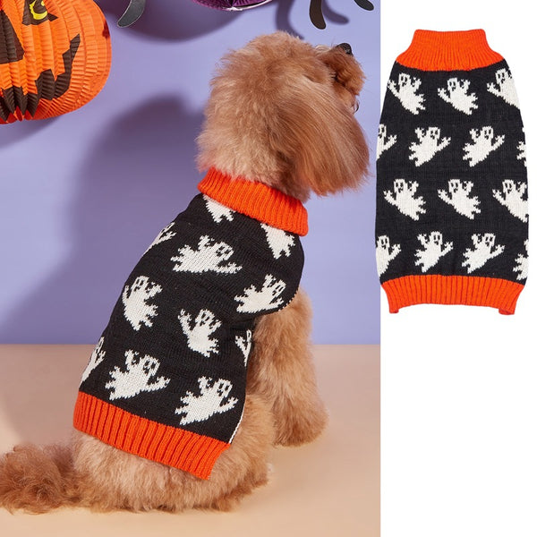 Halloween Pumpkin Knitted Sweater for Dogs