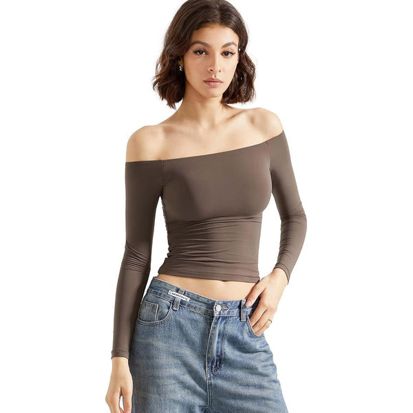 Long Sleeve Off-Shoulder T-shirt