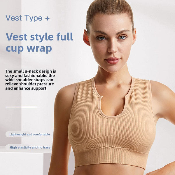 Womens Shockproof Sports Bra Push Up Yoga Vest