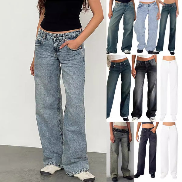 Straight Leg Washed Jeans