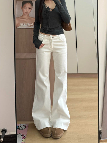 White Stretchy Flared Denim jeans