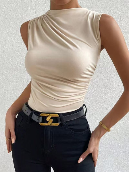 Pleated Sleeveless Top