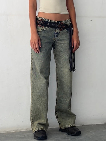 Straight Leg Washed Jeans