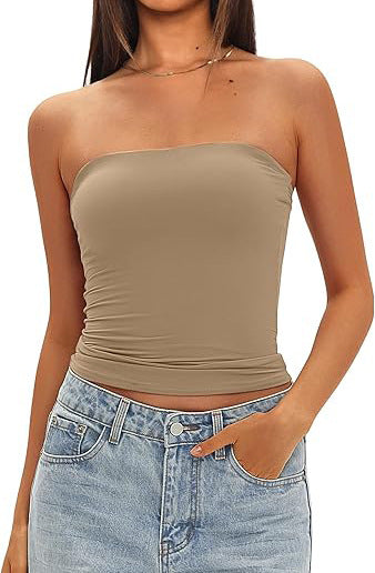 Womens Strapless Slim Fit Tube Top
