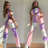 Colorful Patchwork Straight-Leg Jeans