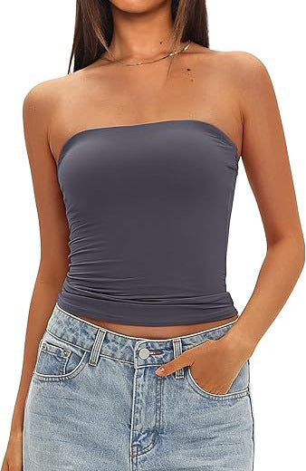 Womens Strapless Slim Fit Tube Top