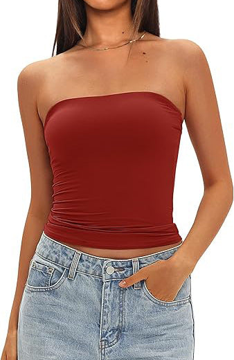 Womens Strapless Slim Fit Tube Top