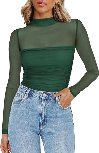 Round-Neck Sheer Top