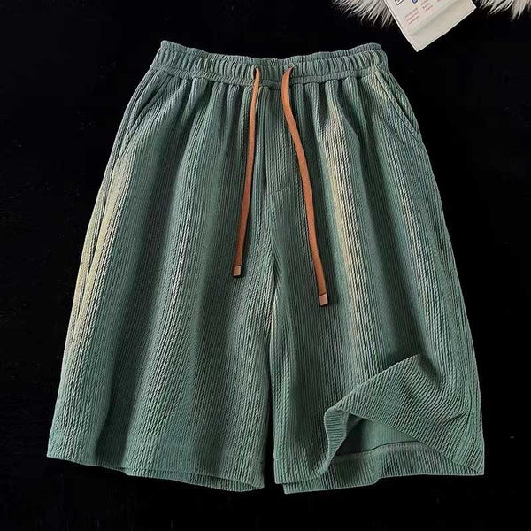 Pleated Ice Silk Mens Shorts