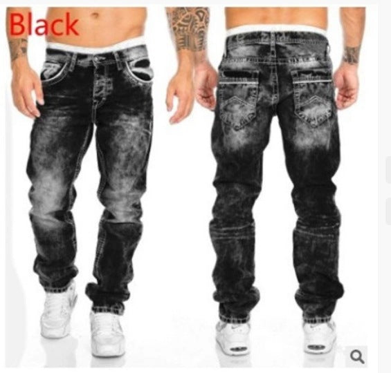 Mens Casual Straight Leg Denim Pants