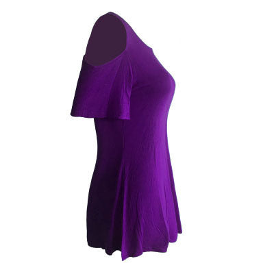 Crewneck Short-Sleeved Shoulderless Shirts