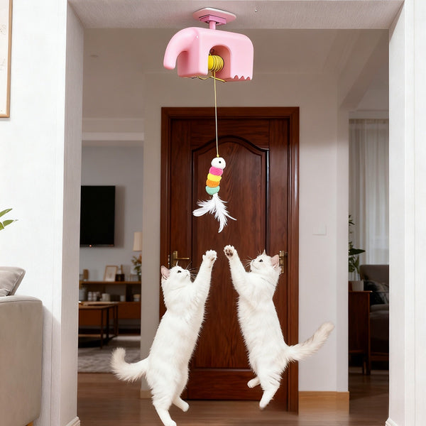Rotating Cat Toy with Feathers