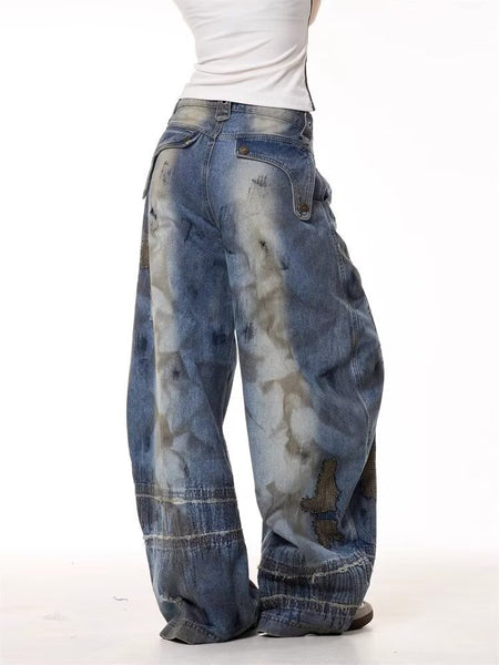 Abstract Pattern Tie-Dye Jeans