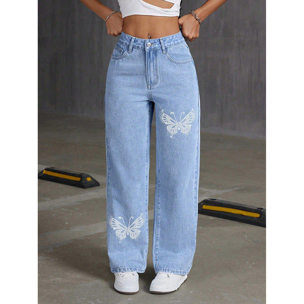 Butterfly Print Jeans
