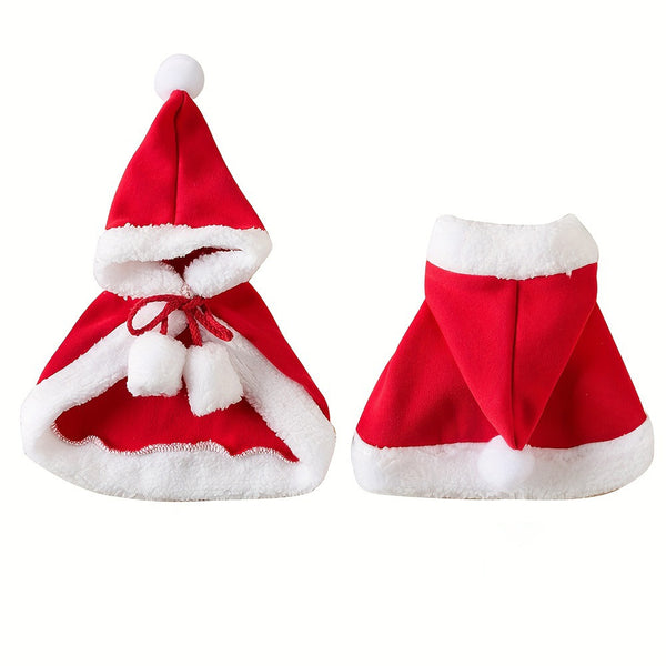 Christmas-Themed Pet Cloak and Hat Set