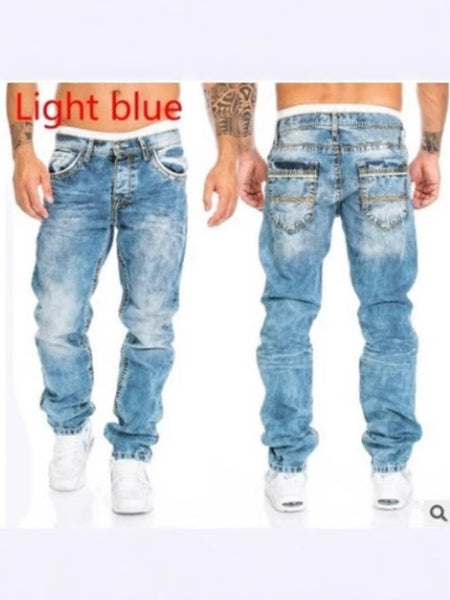 Mens Casual Straight Leg Denim Pants