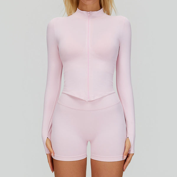Womens Stand Collar Zipper Long Sleeve Yoga Coat